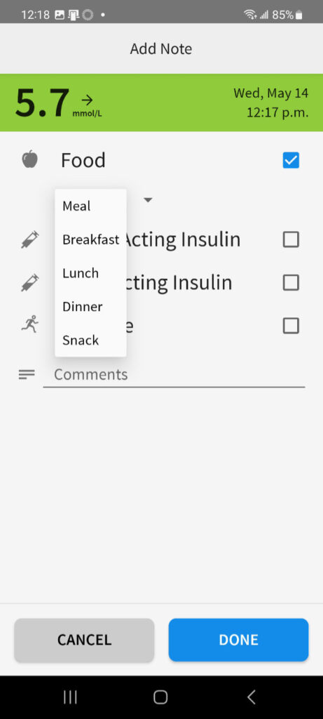 application notes food categories