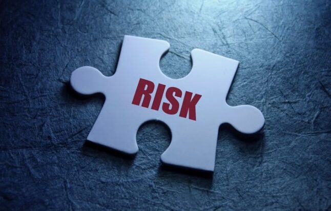 Puzzle part with word "Risk" on it
