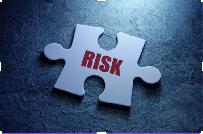 Puzzle part with word "Risk" on it
